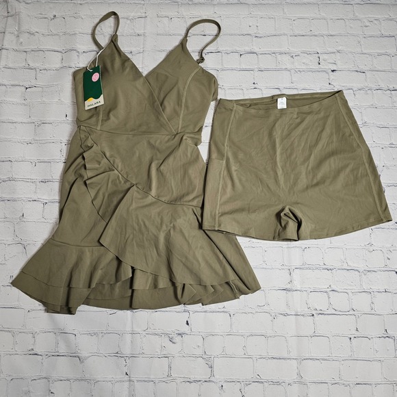 HALARA Dresses & Skirts - NEW Halara 2-in-1 Activity Dress Shorts Set Olive Green Small
